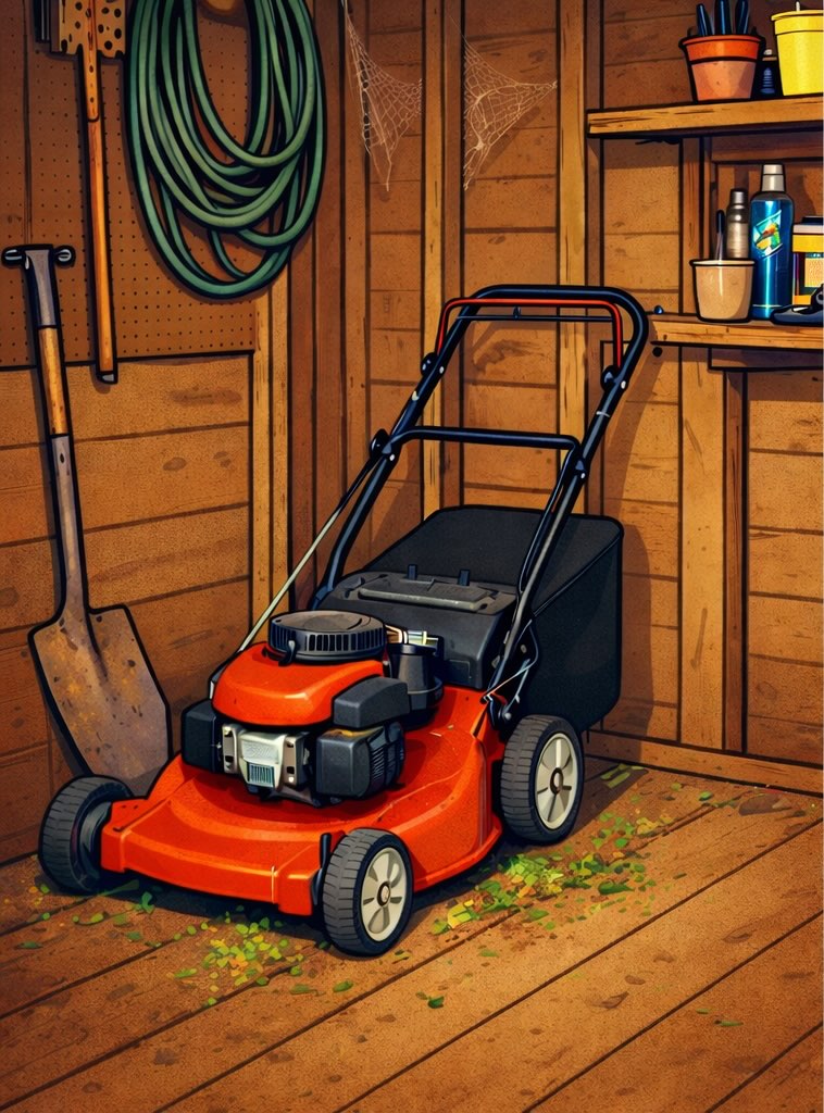 A lawnmower ready to share with a neighbor